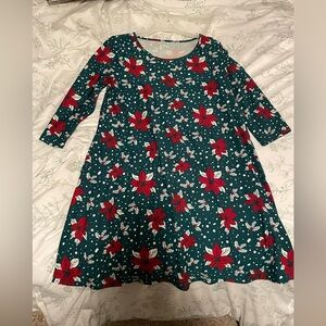 City Streets Dress - Teal and Red Floral